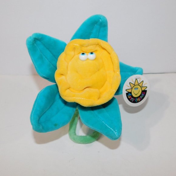 Funny Friends Soft Sculpture Daffodil Flower New with Tag Blue Yellow Plush - Picture 2 of 8